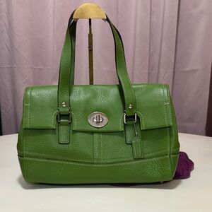 Coach Hampton Pebble Leather Green Satchel